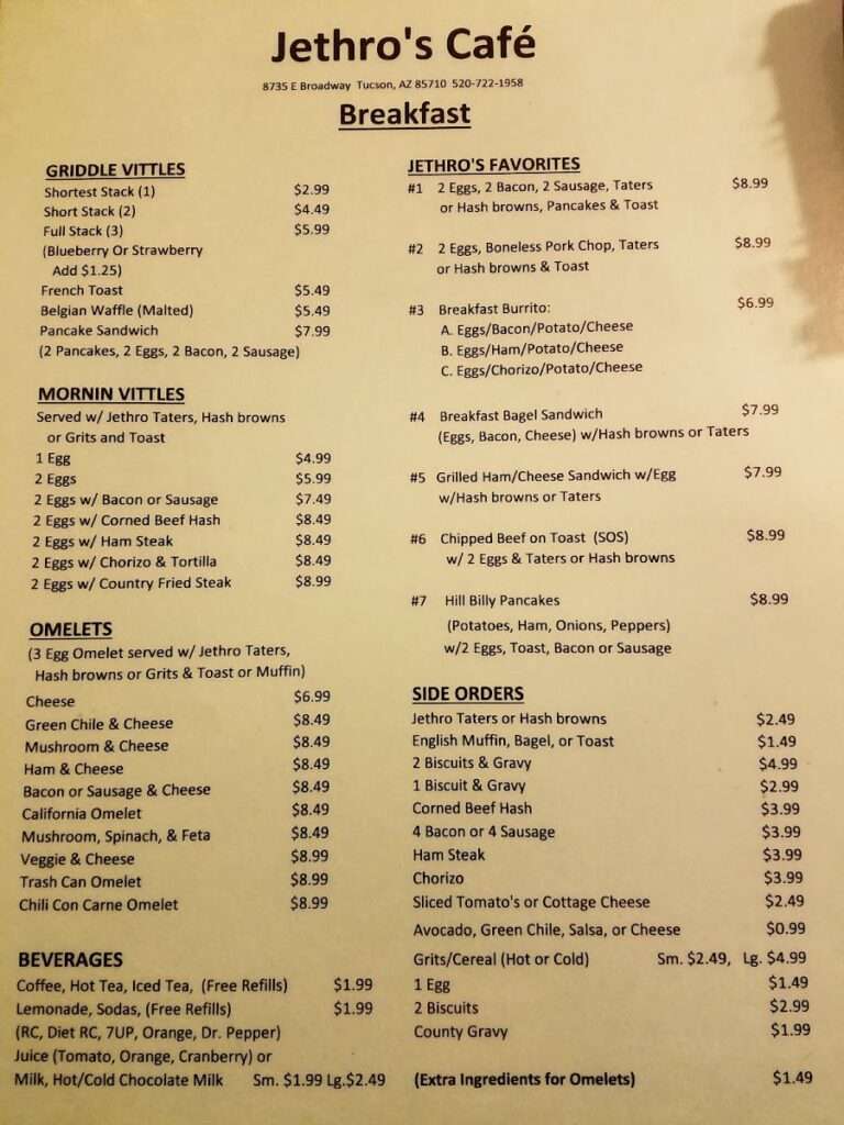 Jethro’s Cafe and Tavern menu 6