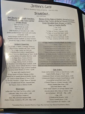 Jethro’s Cafe and Tavern menu 1